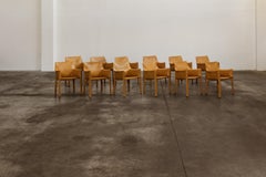 Mario Bellini "CAB 413” Chairs for Cassina, Mustard Leather, 1977, Set of 12