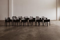 Mario Bellini "CAB 413" Chairs for Cassina, Black Leather, 1977, Set of 12
