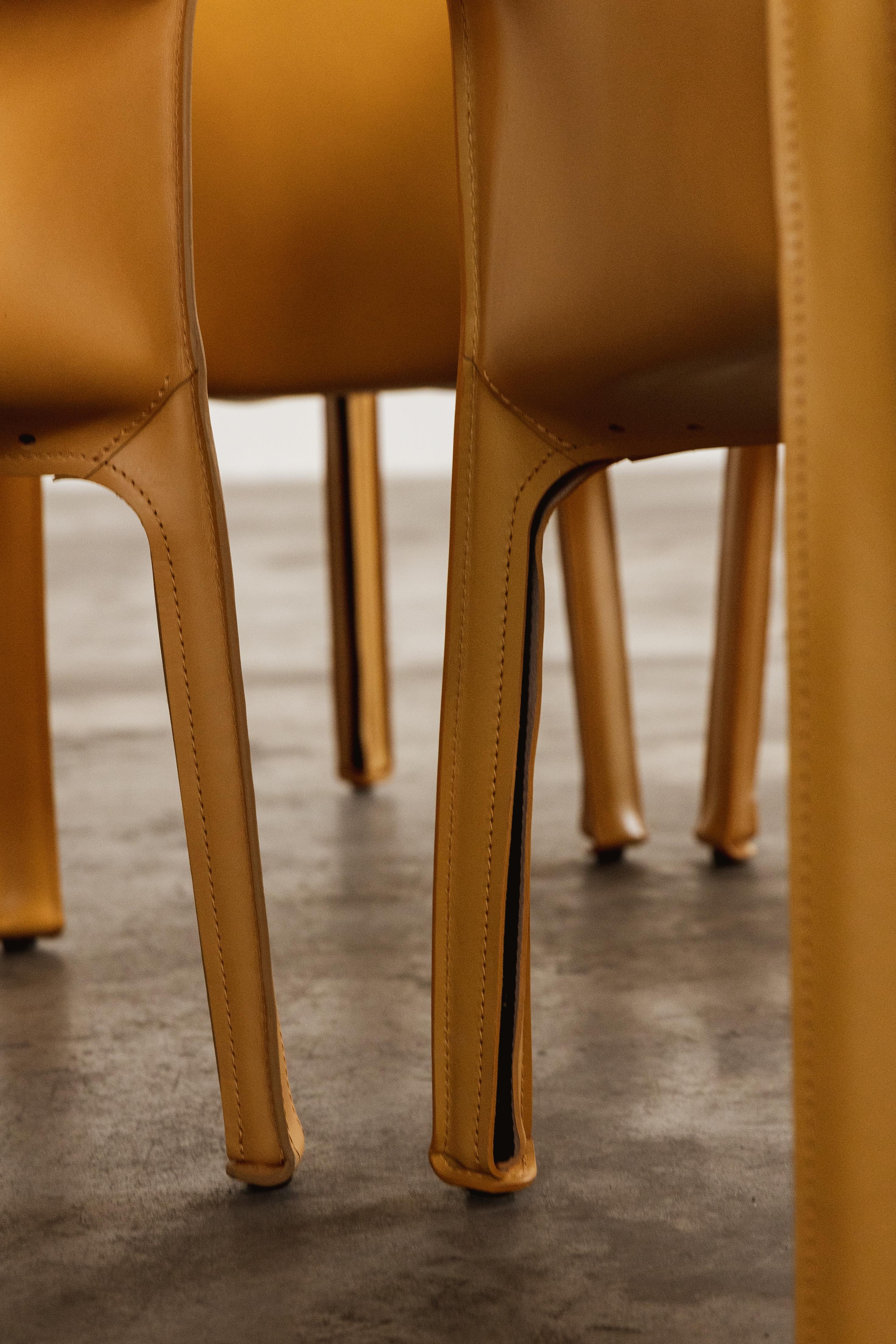Mario Bellini „CAB 413 Stühle für Cassina, Senfleder, 1977, Set von 12 Stühlen (Moderne der Mitte des Jahrhunderts) im Angebot