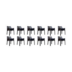 Vintage Mario Bellini "CAB 413" Dining Chairs for Cassina, 1977, Set of 12