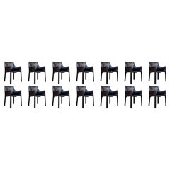 Vintage Mario Bellini "CAB 413" Dining Chairs for Cassina, 1977, Set of 14