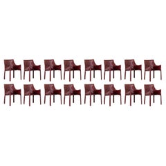 Sedie "CAB 413" di Mario Bellini per Cassina, pelle bordeaux, 1977, set di 16 pezzi