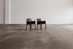 Mario Bellini "CAB 413” Chairs for Cassina, Tobacco Leather, 1977, Set of 2