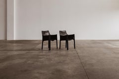 Mario Bellini "CAB 413" Chairs for Cassina, Black Leather, 1977, set of 2