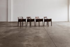 Mario Bellini "CAB 413”Chairs for Cassina, Tobacco Leather. 1977, Set of 4