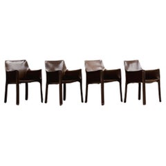 Vintage Mario Bellini "CAB 413" Chairs for Cassina in Dark Brown, 1977, Set of 4