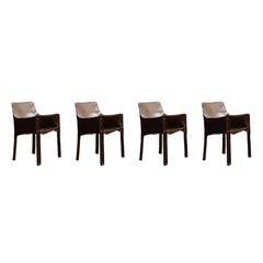 Vintage Mario Bellini "CAB 413” Dining Chairs for Cassina, 1977, Set of 4