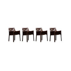 Mario Bellini "CAB 413Stühle für Cassina, tabakfarbenes Leder. 1977, Satz von 4
