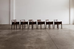 Mario Bellini "CAB 413”Chairs for Cassina, Tobacco Leather, 1977, Set of 6