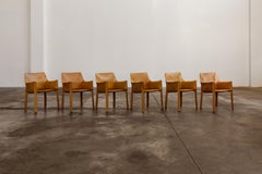 Mario Bellini "CAB 413” Chairs for Cassina, Mustard Leather, 1977, Set of 6