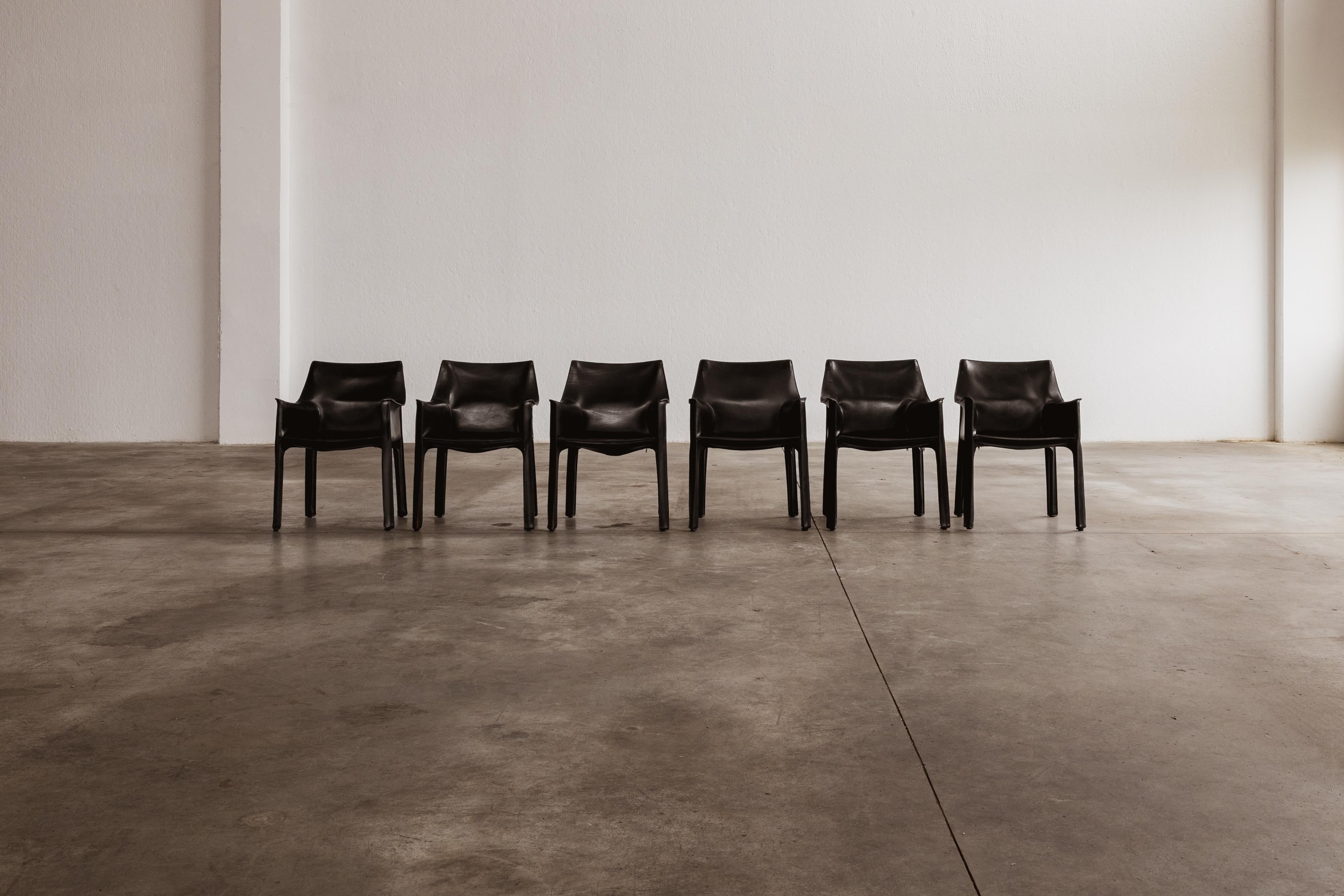 Chaises de salle à manger CAB 413 de Mario Bellini pour Cassina, 1977, lot de 6 en vente 3