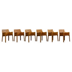 Mario Bellini "CAB 413" Chairs for Cassina in Yellow, 1977, Set of 6