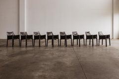 Chaises "CAB 413" de Mario Bellini pour Cassina, cuir noir, 1977, lot de 8