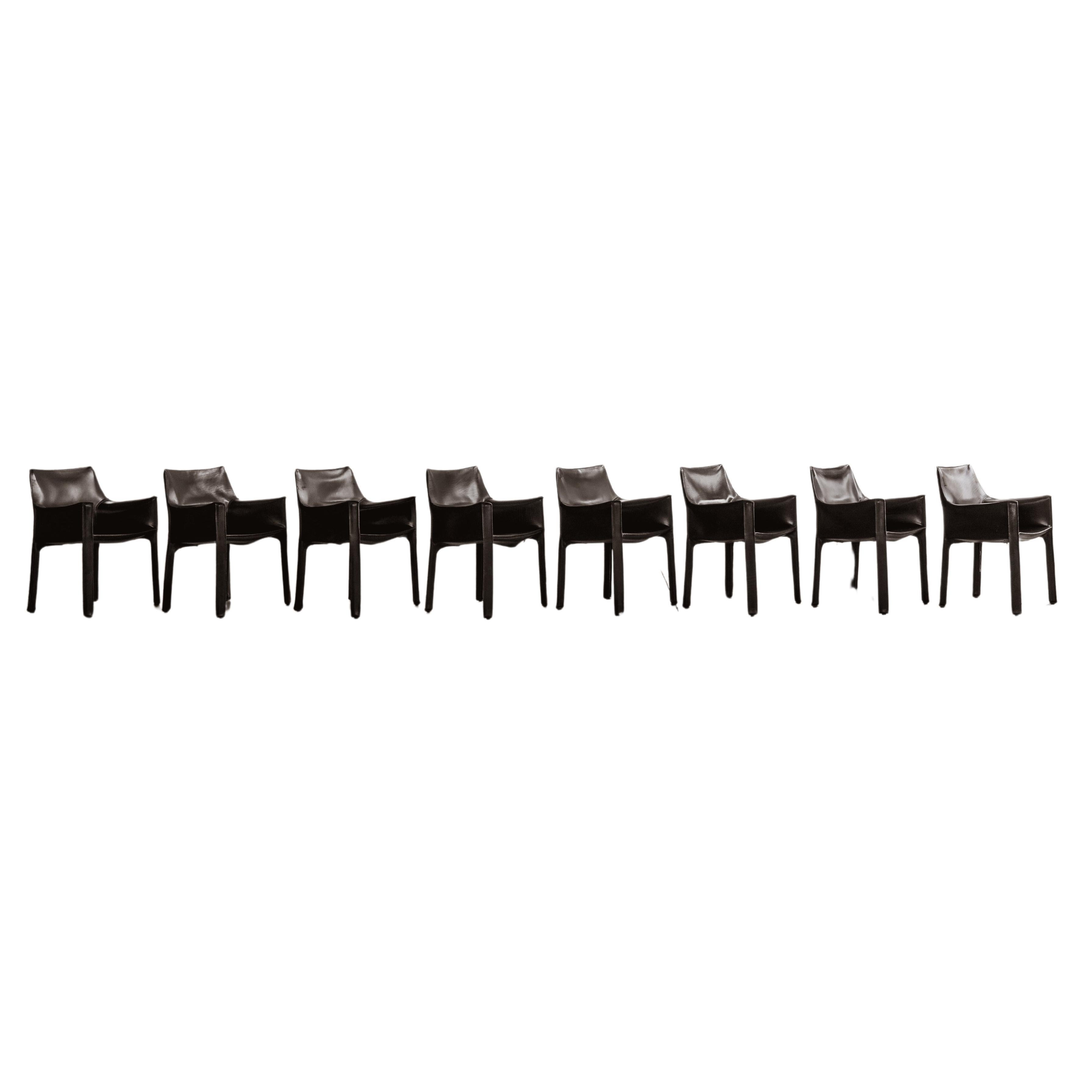 Mario Bellini "CAB 413" Dining Chairs for Cassina, 1977, Set of 8