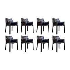 Vintage Mario Bellini "CAB 413" Dining Chairs for Cassina, 1977, Set of 8