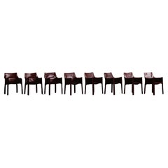 Mario Bellini "CAB 413" Chairs for Cassina in Bordeaux, 1977, Set of 8
