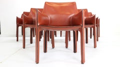 Mario Bellini "Cab-413" Set of 8 Leather Armchairs for Cassina, 1980s, Italy