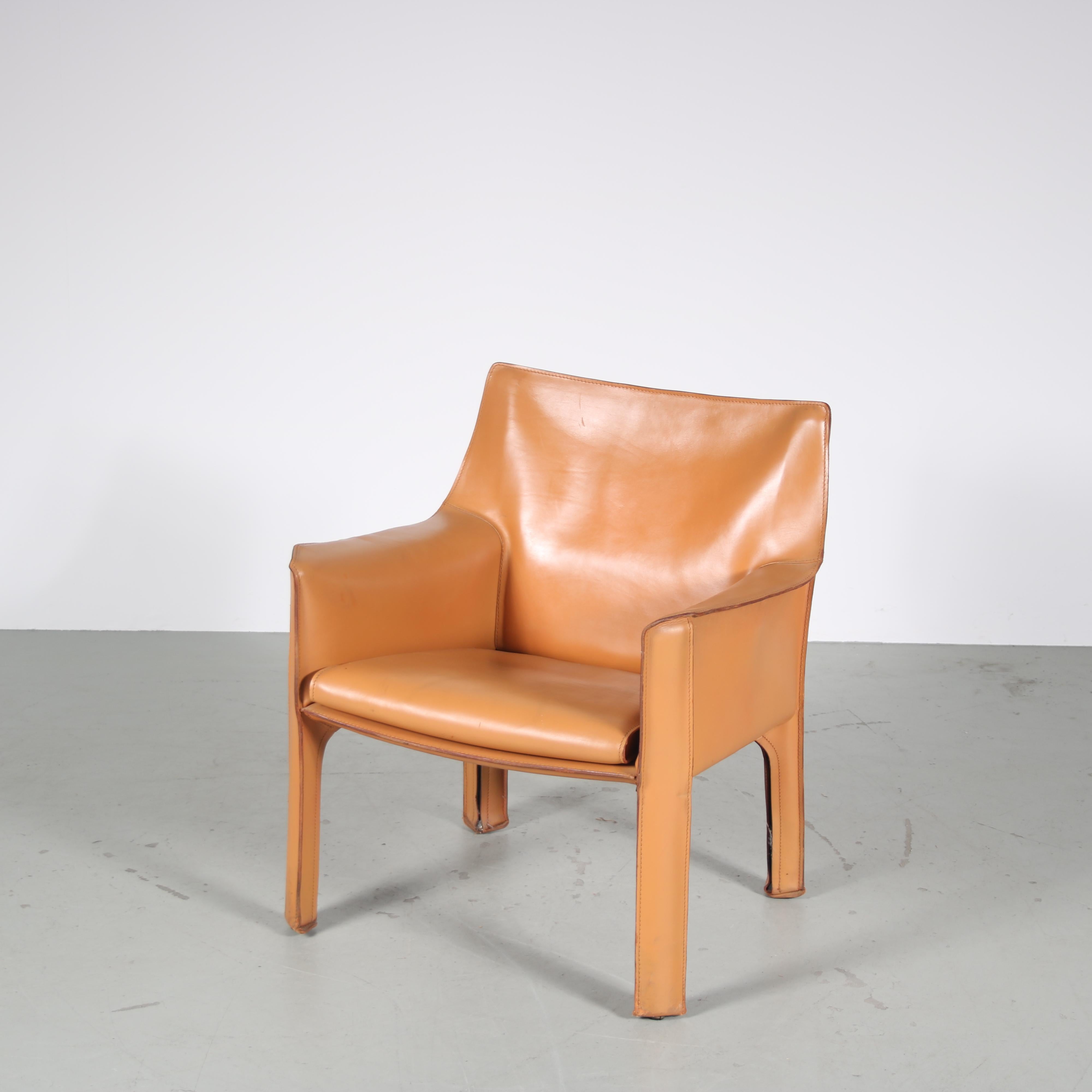 Italian Mario Bellini “Cab 414” Chair for Cassina, Italy 1980