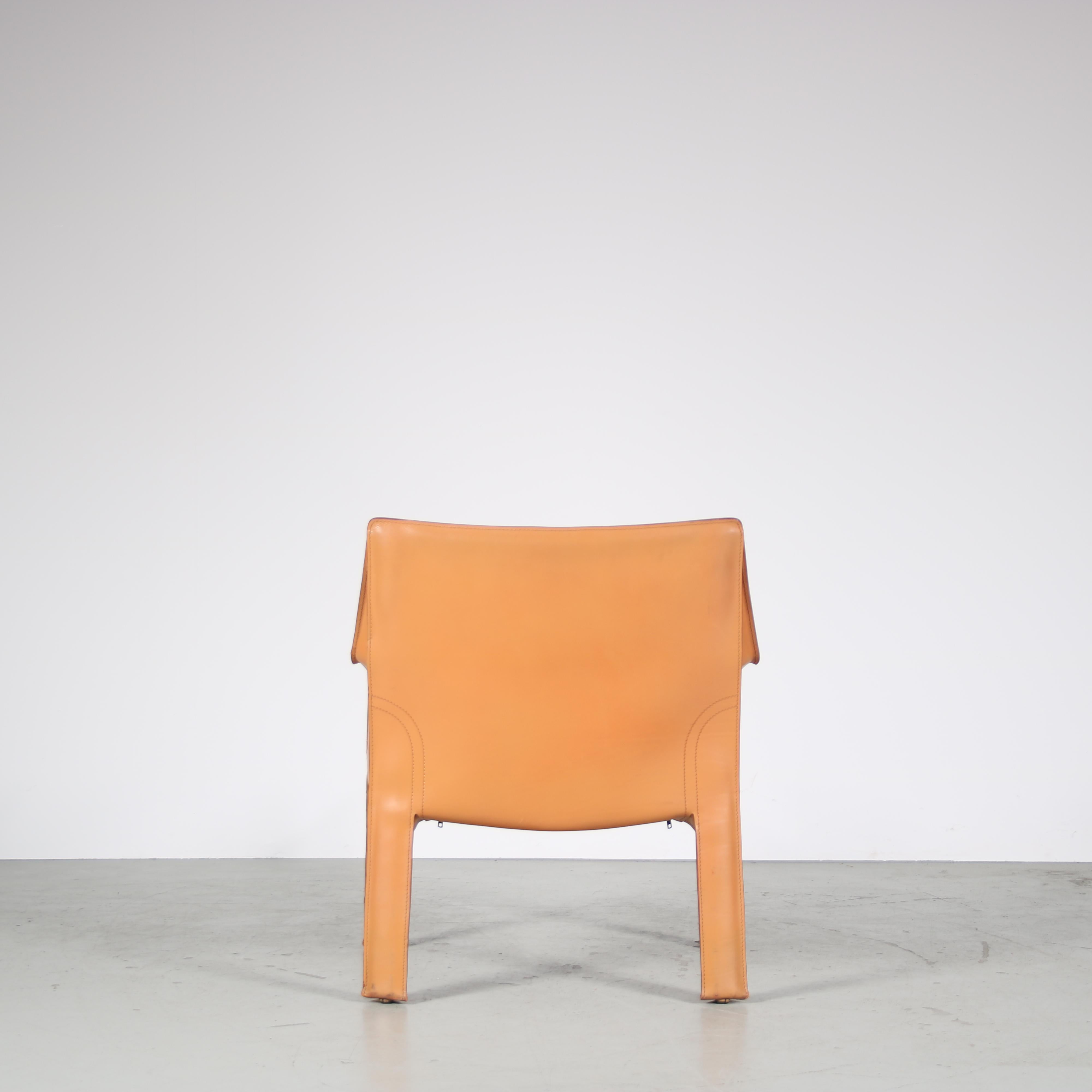 Leather Mario Bellini “Cab 414” Chair for Cassina, Italy 1980