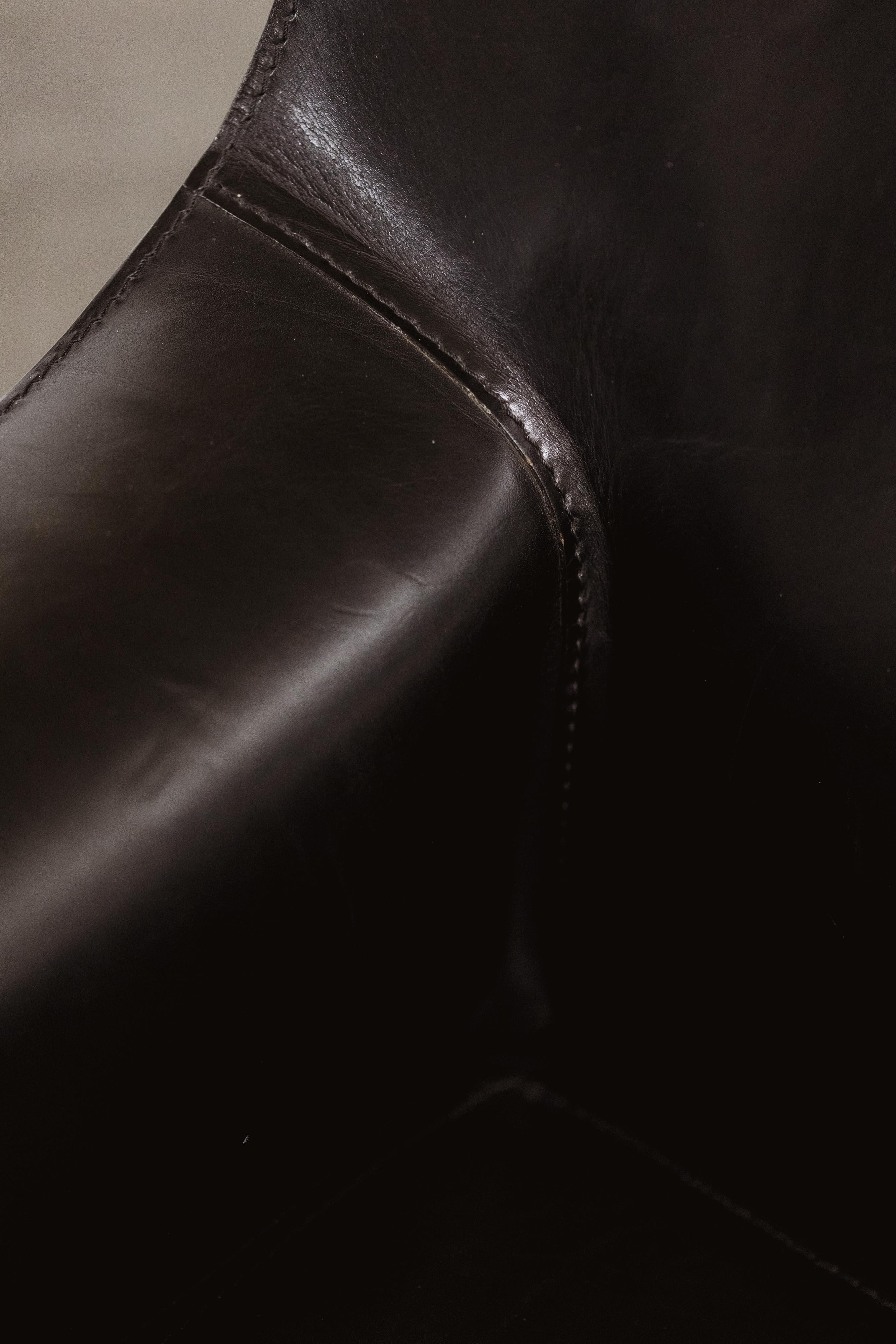 Late 20th Century Mario Bellini “CAB” 414 Chair for Cassina, Black Leather, 1977, Set of 1 For Sale