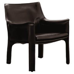 Sedia Mario Bellini "CAB" 414 per Cassina, pelle nera, 1977, Set di 1