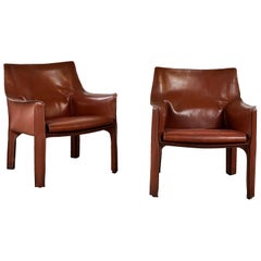 Mario Bellini "Cab 414" Lounge Chairs for Cassina, 1970s, Set of Two