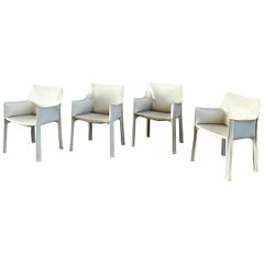 Mario Bellini Ivory "CAB" Chairs for Cassina, 1977, Set of 4