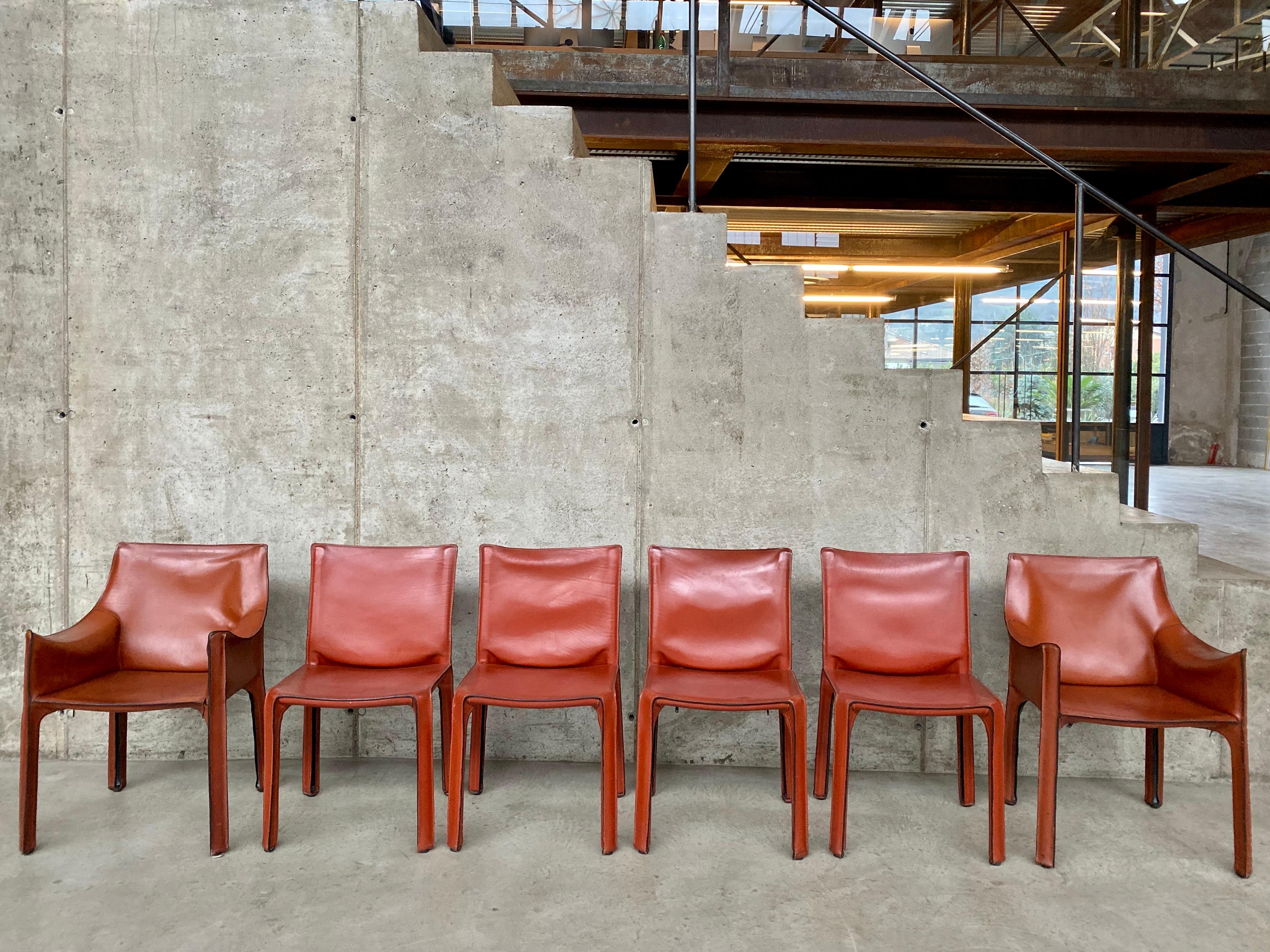 Mario Bellini CAB leather chairs for Cassina, 1977, set of 6.

Set of six CAB chairs designed by Mario Bellini and manifactured by Cassina composed of four 