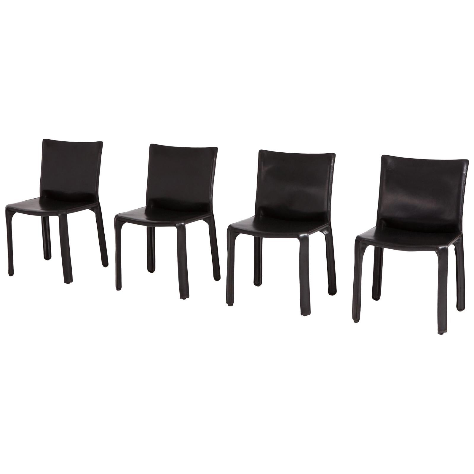 Mario Bellini Cab Chairs in Black Leather for Cassina