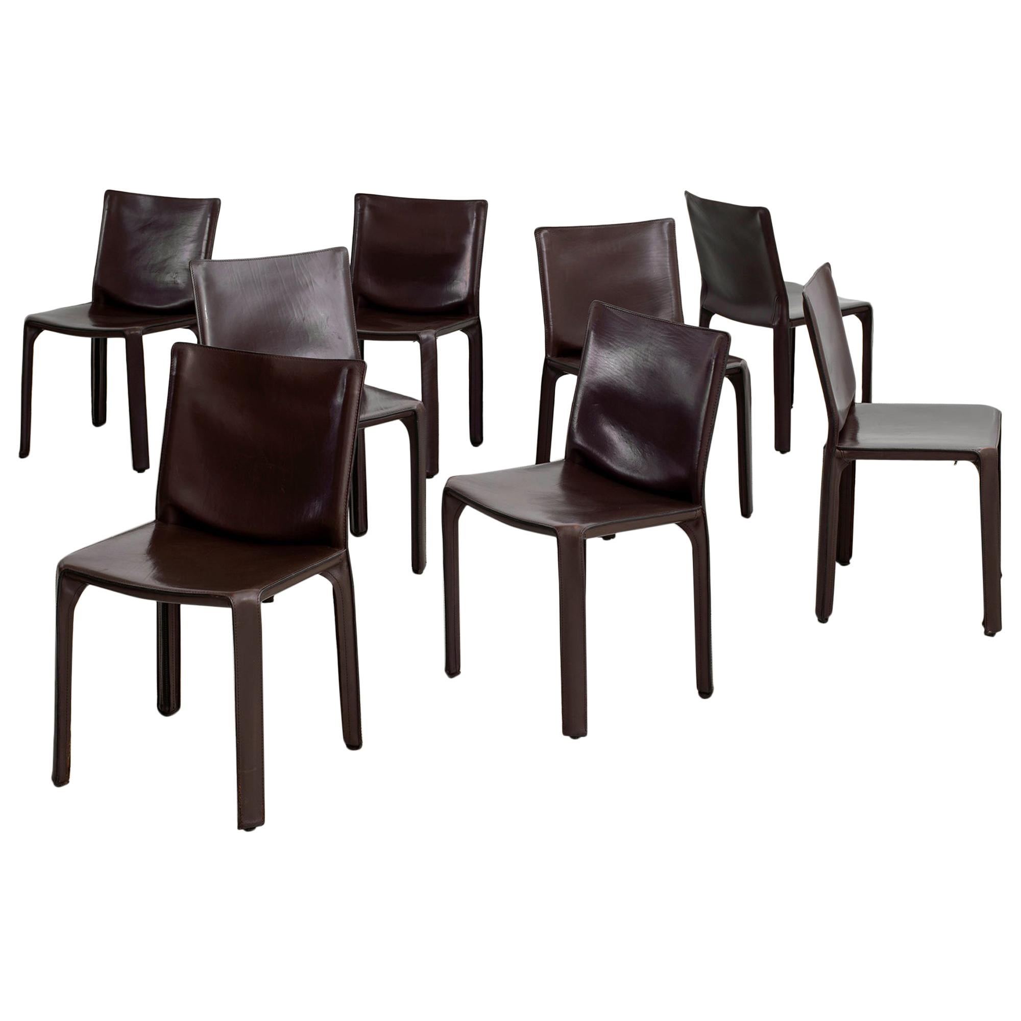 Mario Bellini "Cab" Chairs in Chocolate Leather