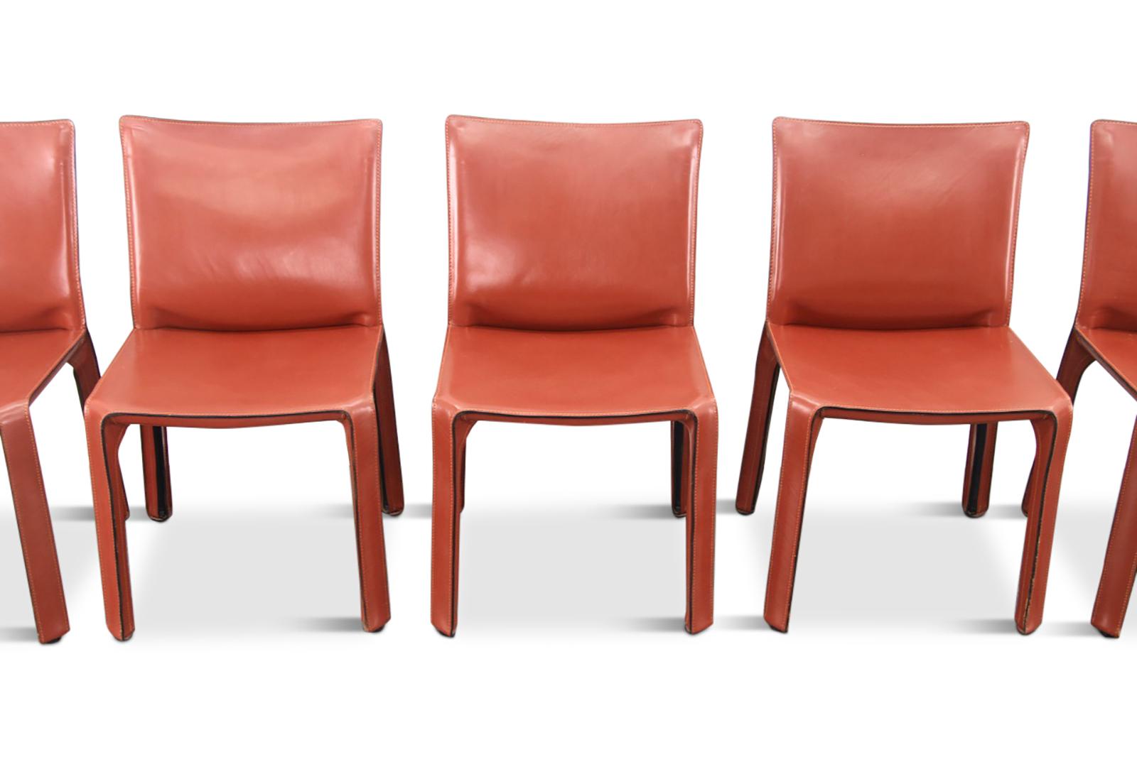 Mid-Century Modern Mario Bellini Cab Chairs in Oxblood Red Leather for Cassina, 1977