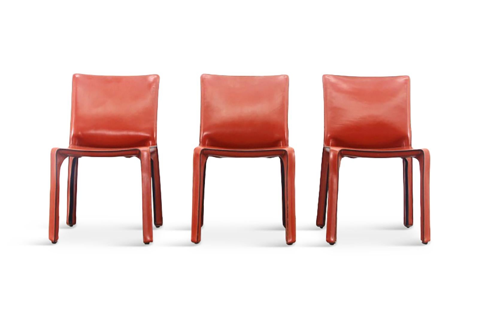 Mario Bellini Cab Chairs in Oxblood Red Leather for Cassina, 1977 In Good Condition In Antwerp, BE