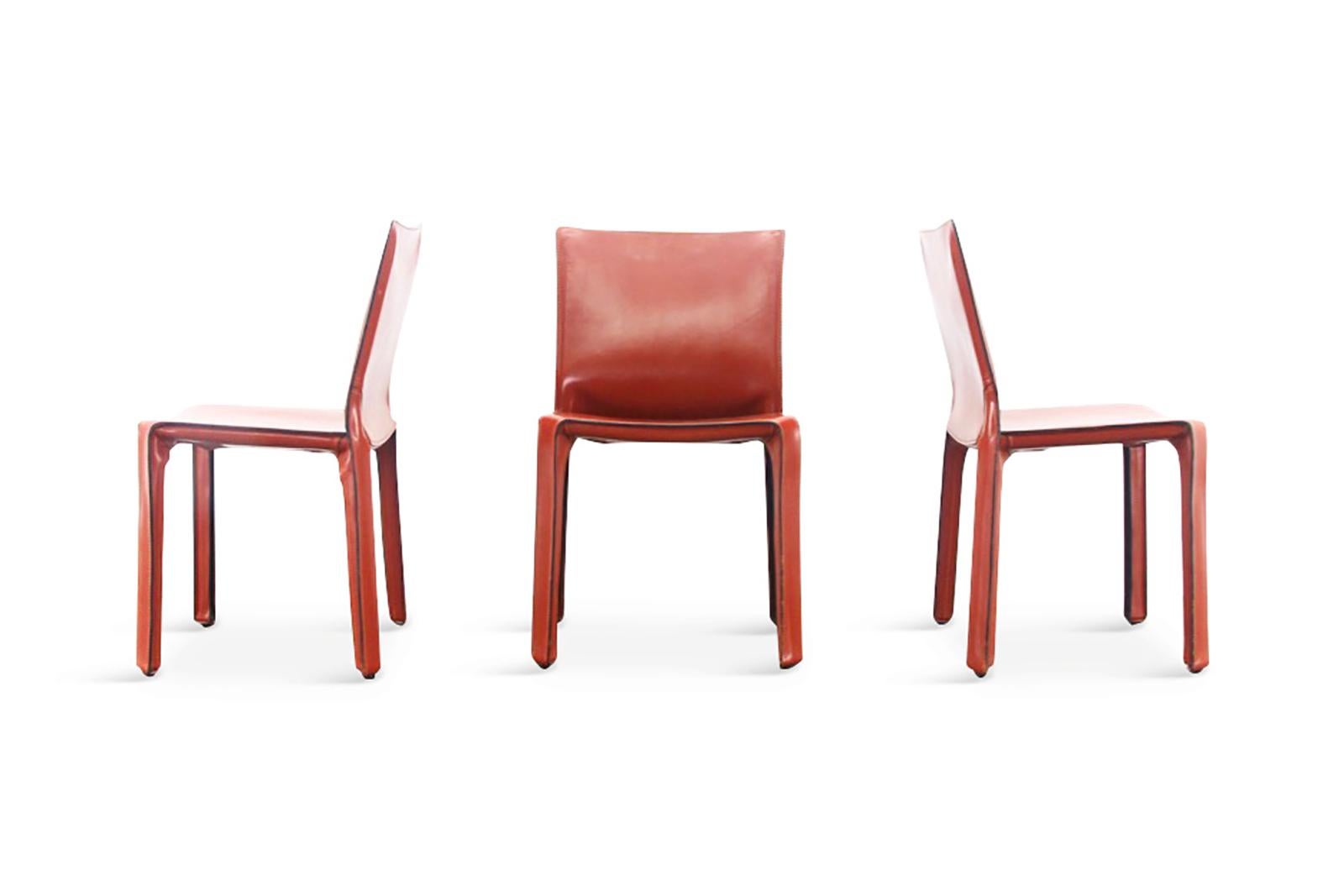 Late 20th Century Mario Bellini Cab Chairs in Oxblood Red Leather for Cassina, 1977