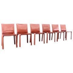 Mario Bellini Cab Chairs in Oxblood Red Leather for Cassina, 1977