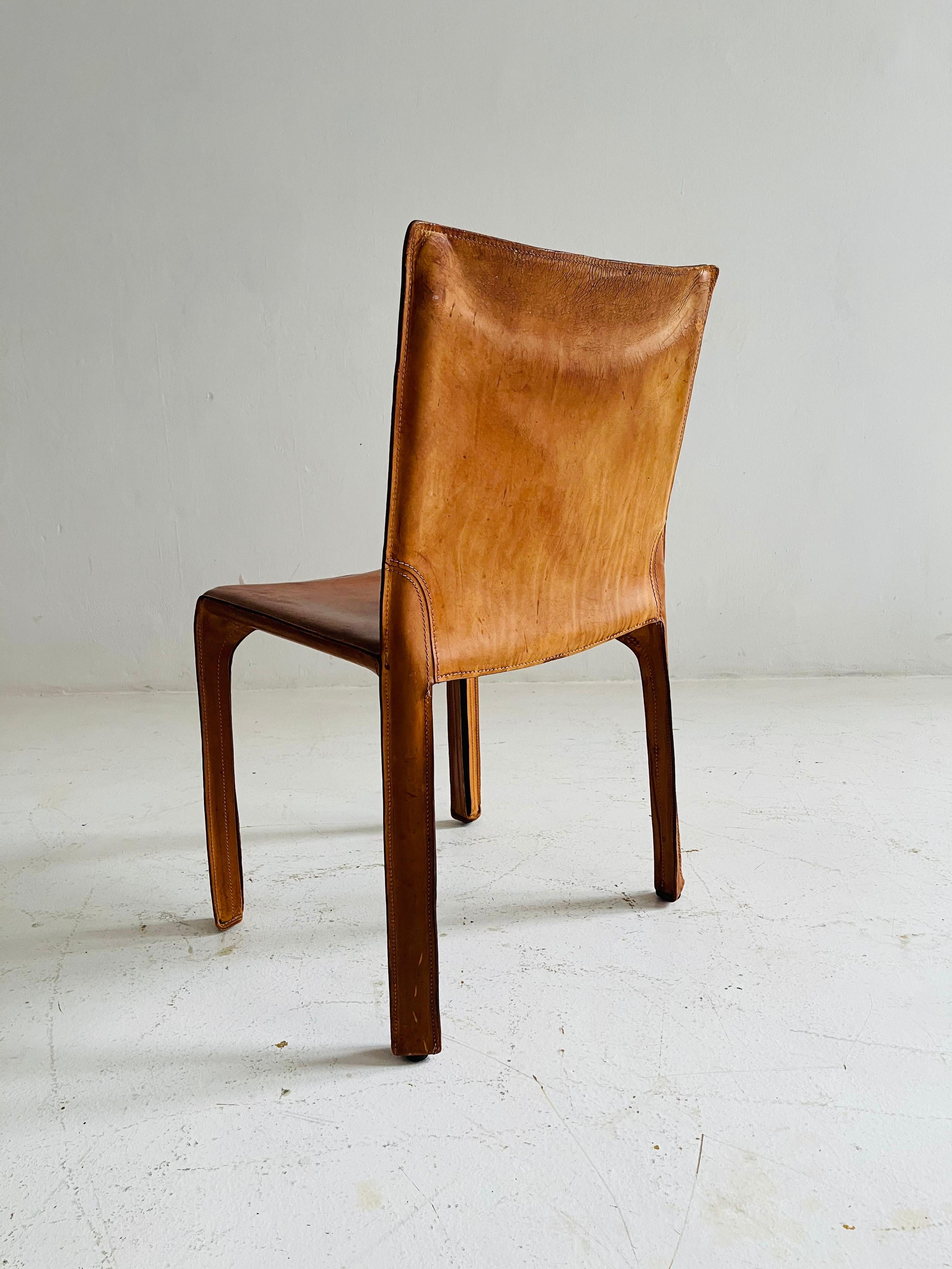 Mario Bellini CAB Chairs Set of Six by Cassina, Patinated Cognac Leather, 1970s 8