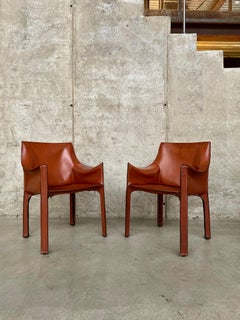 Mario Bellini "CAB" Leather Armchairs for Cassina, 1977, Set of 2