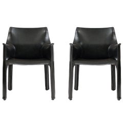 Mario Bellini "CAB" Leather Armchairs for Cassina, 1977, Set of 2