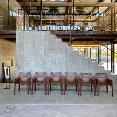 Mario Bellini "CAB" Leather Armchairs for Cassina, 1977, Set of 6