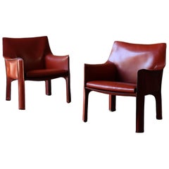 Mario Bellini CAB Lounge Chairs for Cassina, 1970s - Oxblood/Red, Set of 2