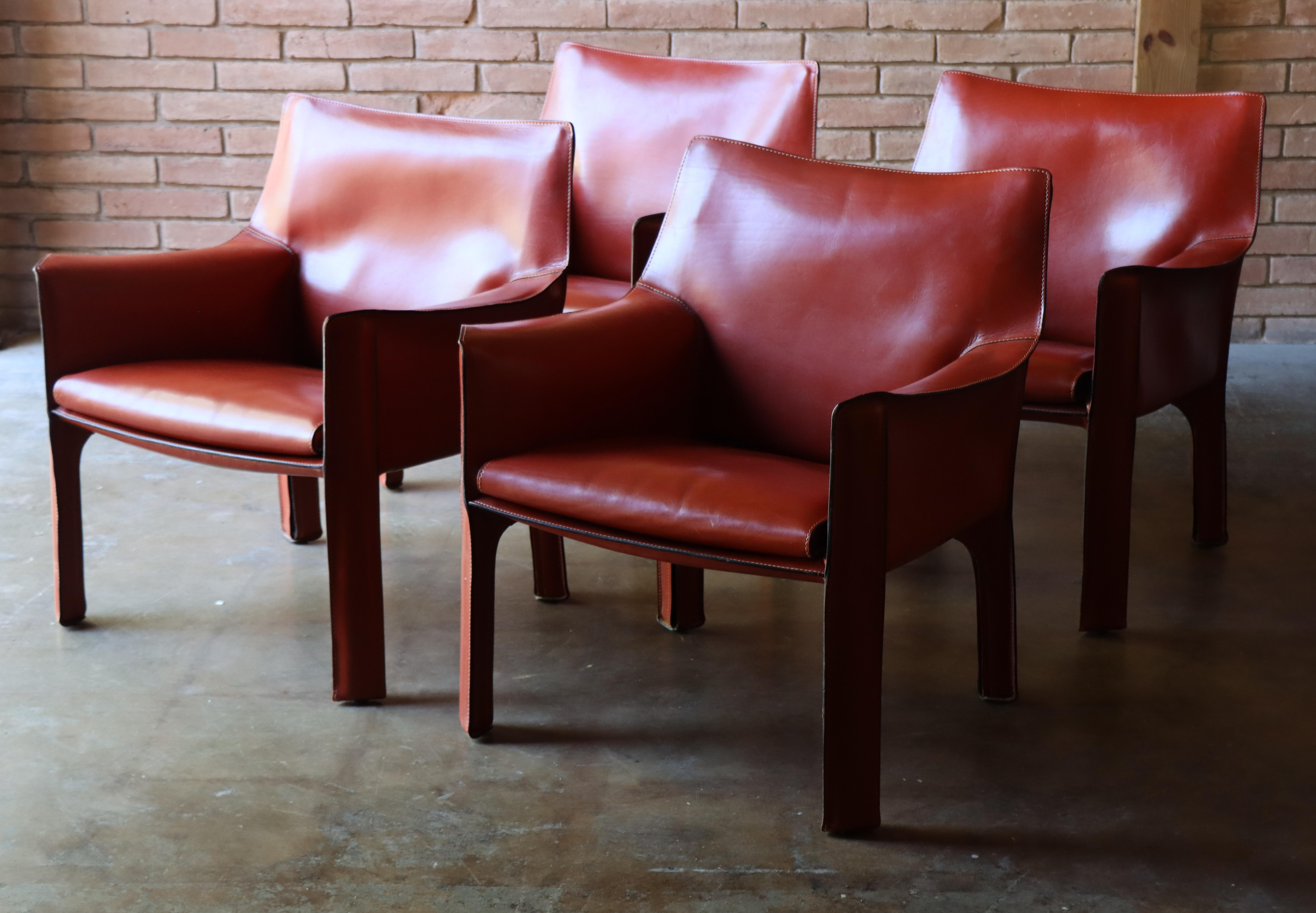 Mario Bellini CAB Lounge Chairs für Cassina, 1970er Jahre - Oxblood/Red, 4er-Set im Angebot 6