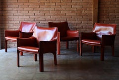 Mario Bellini CAB Lounge Chairs for Cassina, 1970s - Oxblood/Red, Set of 4