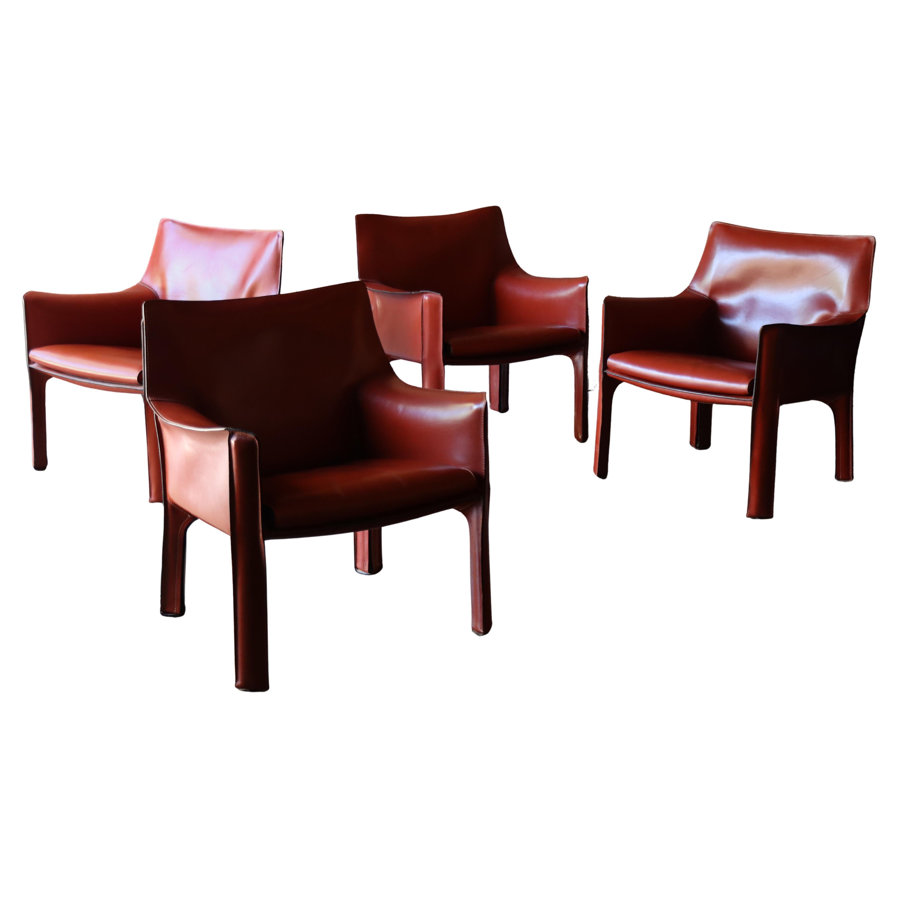 Mario Bellini CAB Lounge Chairs for Cassina, 1970s - Oxblood/Red, Set of 4