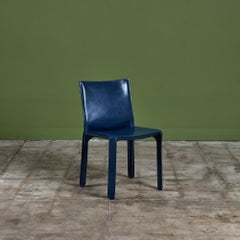 Mario Bellini Cab Side Chair by Cassina in Navy Leather