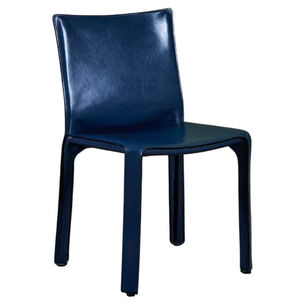 Pre-owned Mario Bellini Cab Side Chair By Cassina In Navy Leather In Blue