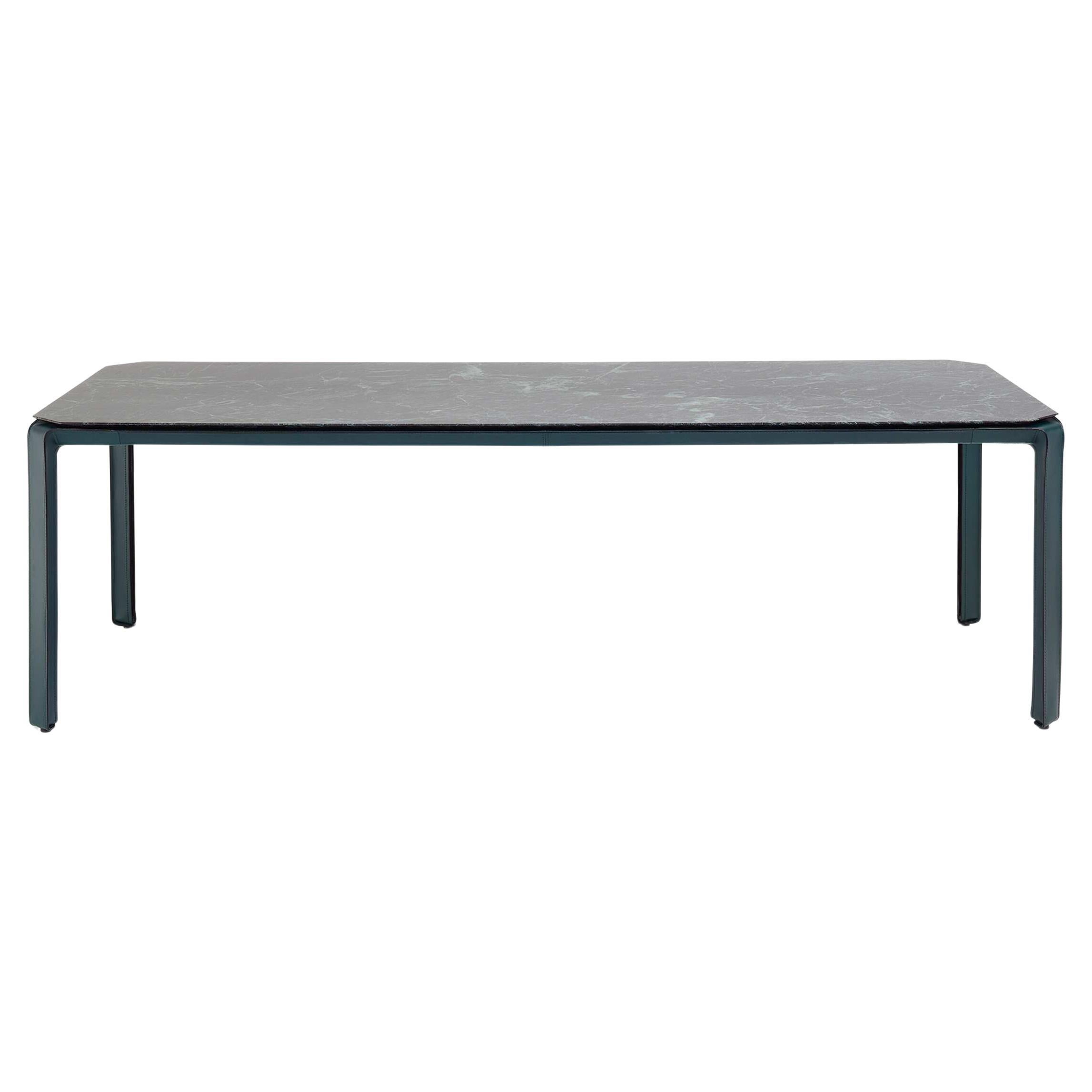 Mario Bellini Cab Tab Dining Table in Saddle Leather & Marble