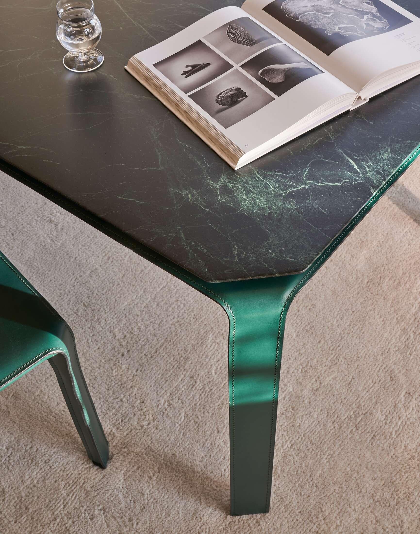 Italian Mario Bellini 'Cab Tab' Table in Leather Marble, Wood for Cassina, Italy - new For Sale