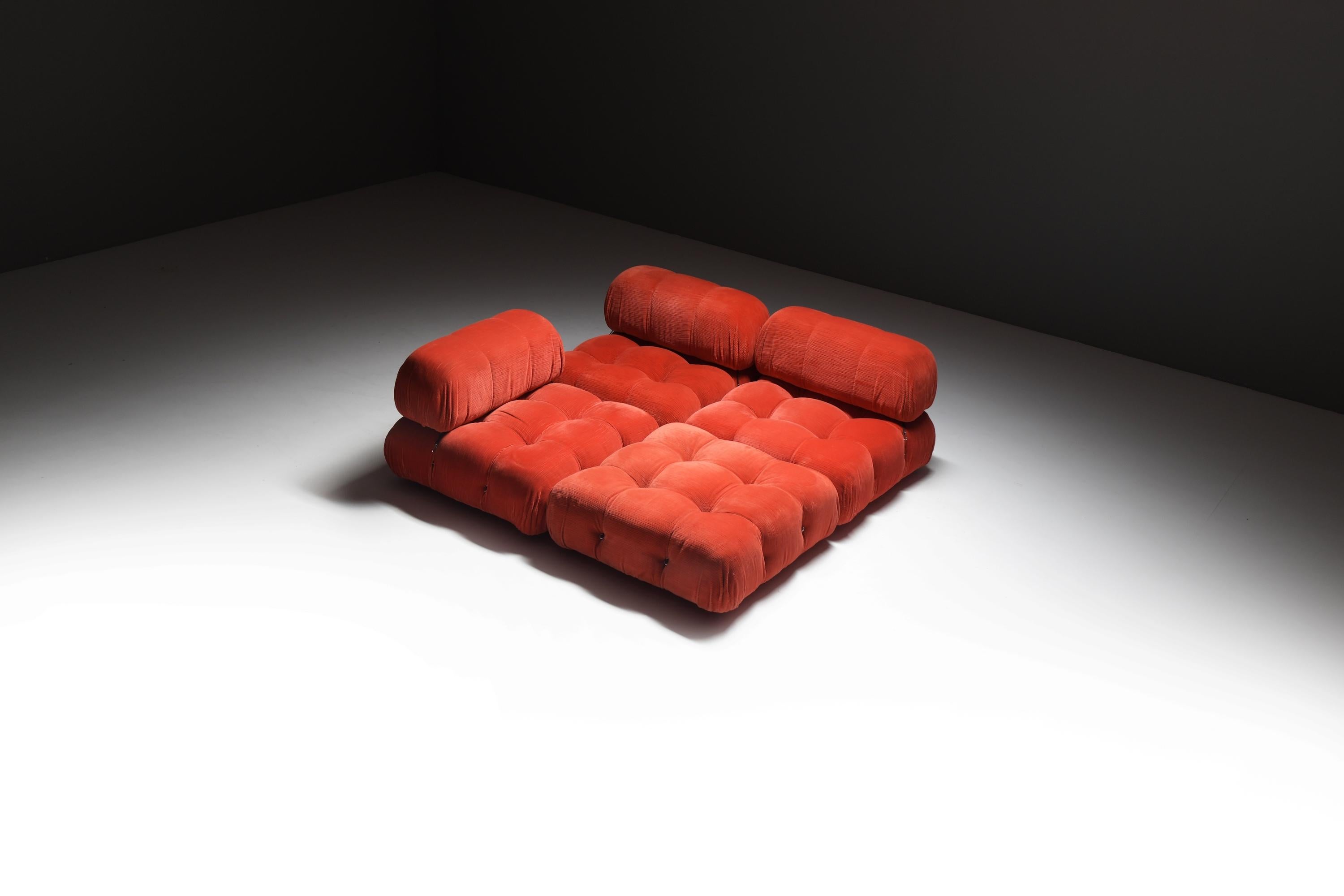 Mario Bellini “Camaleonda” Modular Sofa in Red Corduroy - Early B&B Italia ed. im Angebot 6