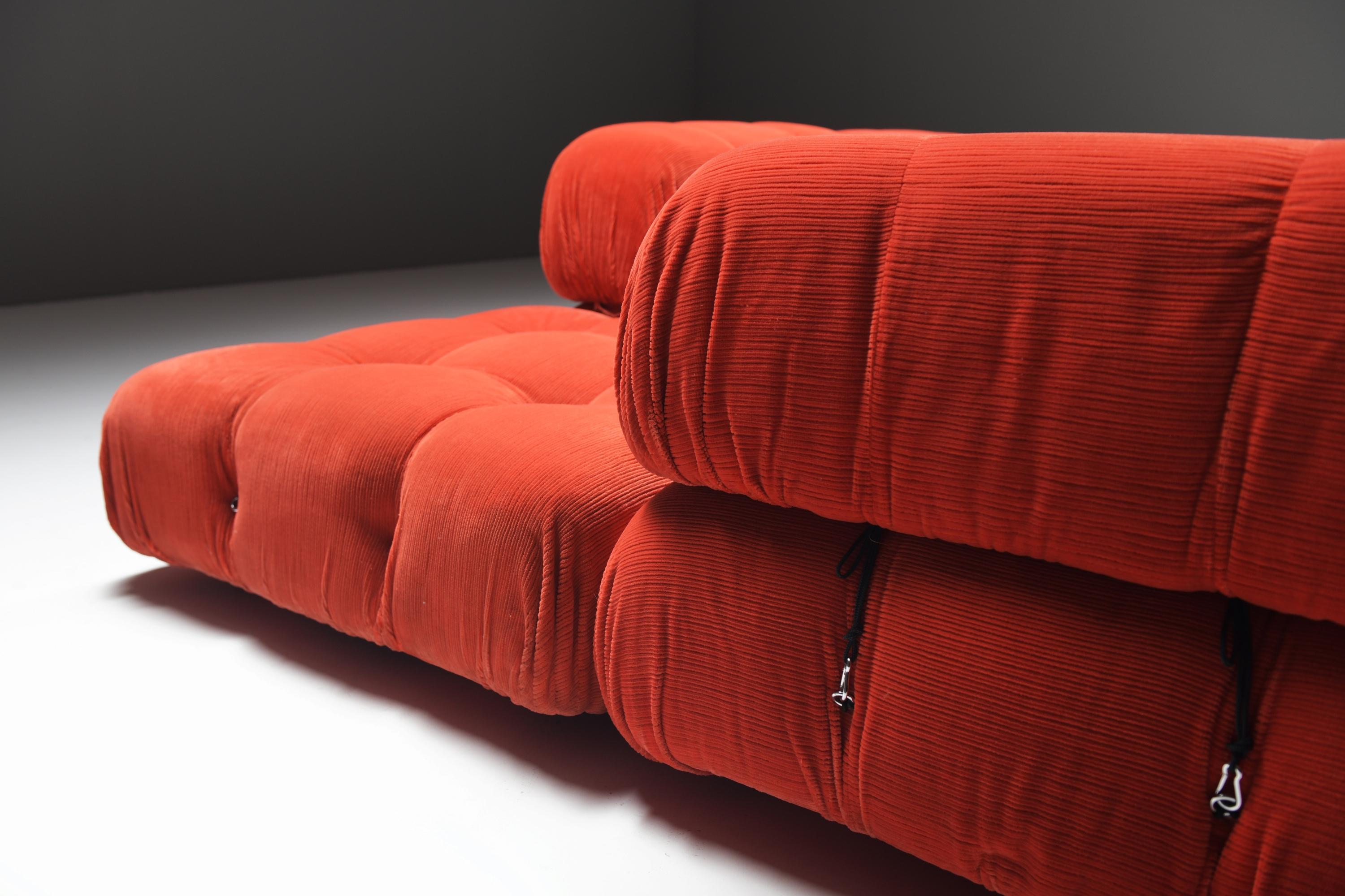 Mario Bellini “Camaleonda” Modular Sofa in Red Corduroy - Early B&B Italia ed. im Angebot 3