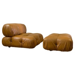 Mario Bellini "Camaleonda" Chair and Ottoman in Original Leather