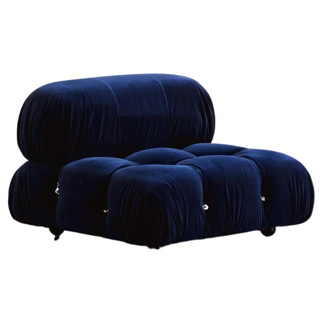 Mario Bellini "Camaleonda" Easy Chair for B&B Italia, Blue Velvet, 1970